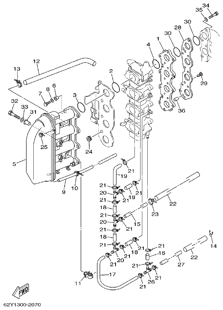 Yamaha FT50C INTAKE 2 parts diagram